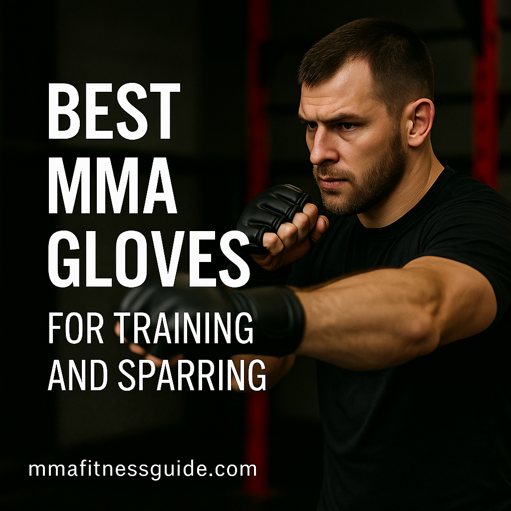 MMA fighter wearing gloves throwing a focused punch during training session.