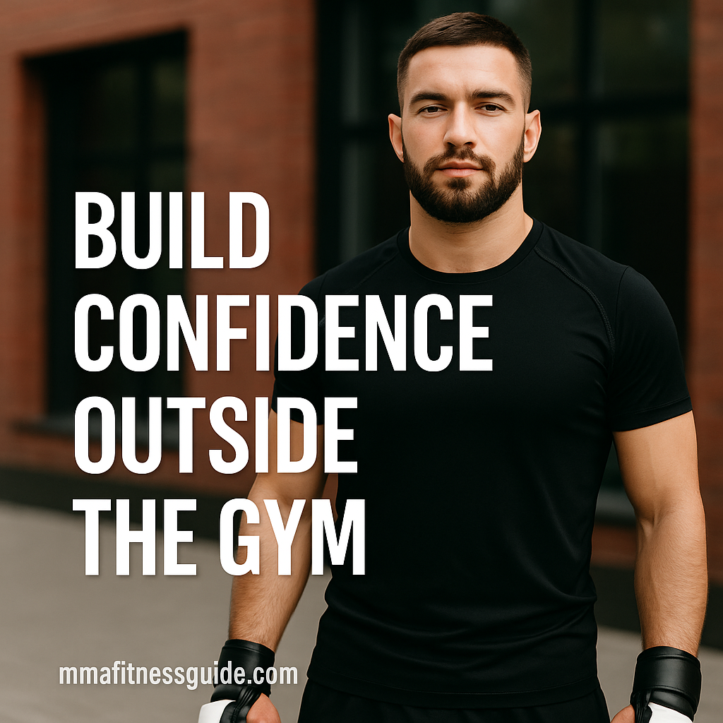 Male MMA athlete standing confidently outdoors with the title “Build Confidence Outside the Gym” displayed.