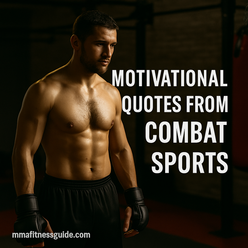 Male MMA athlete resting after training in a gym with gloves beside him and a focused, determined expression.