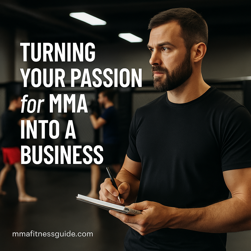 Male MMA coach standing in a gym while planning and instructing fighters during training.