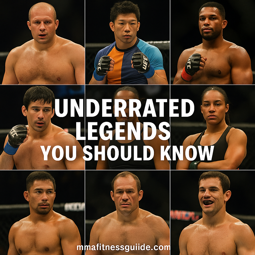 Collage of MMA fighters with the title “Underrated Legends You Should Know”