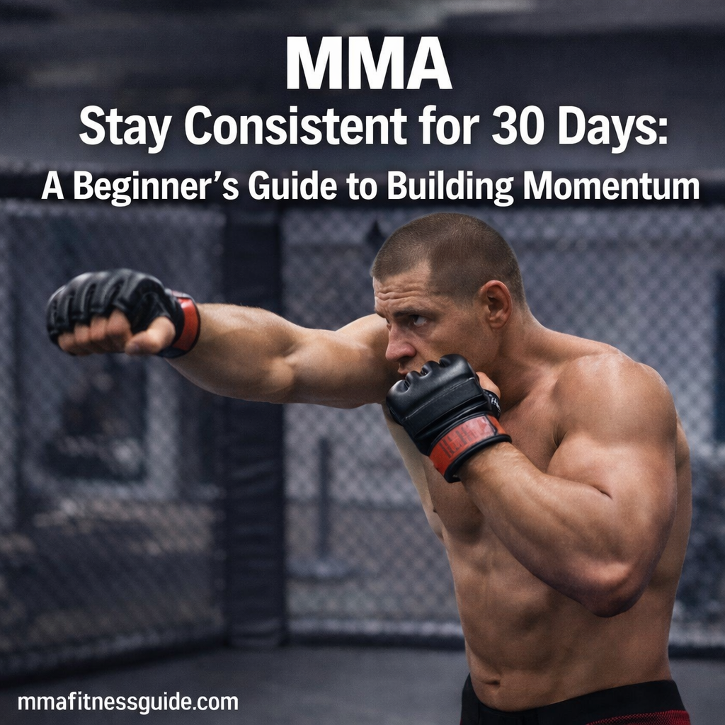 MMA fighter training alone in the gym, representing a beginner’s guide to staying consistent with MMA training for 30 days.