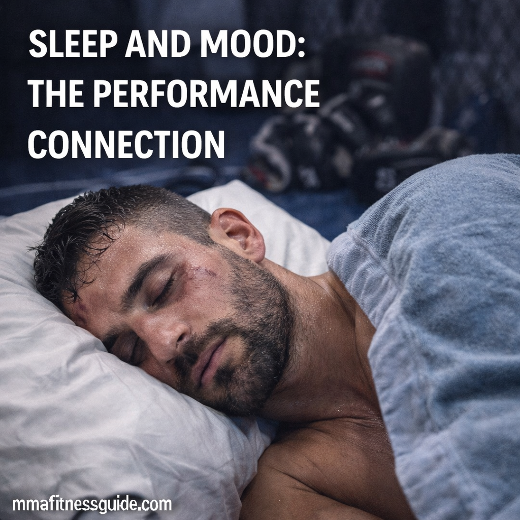 MMA fighter sleeping after training to support recovery, mood regulation, and performance.